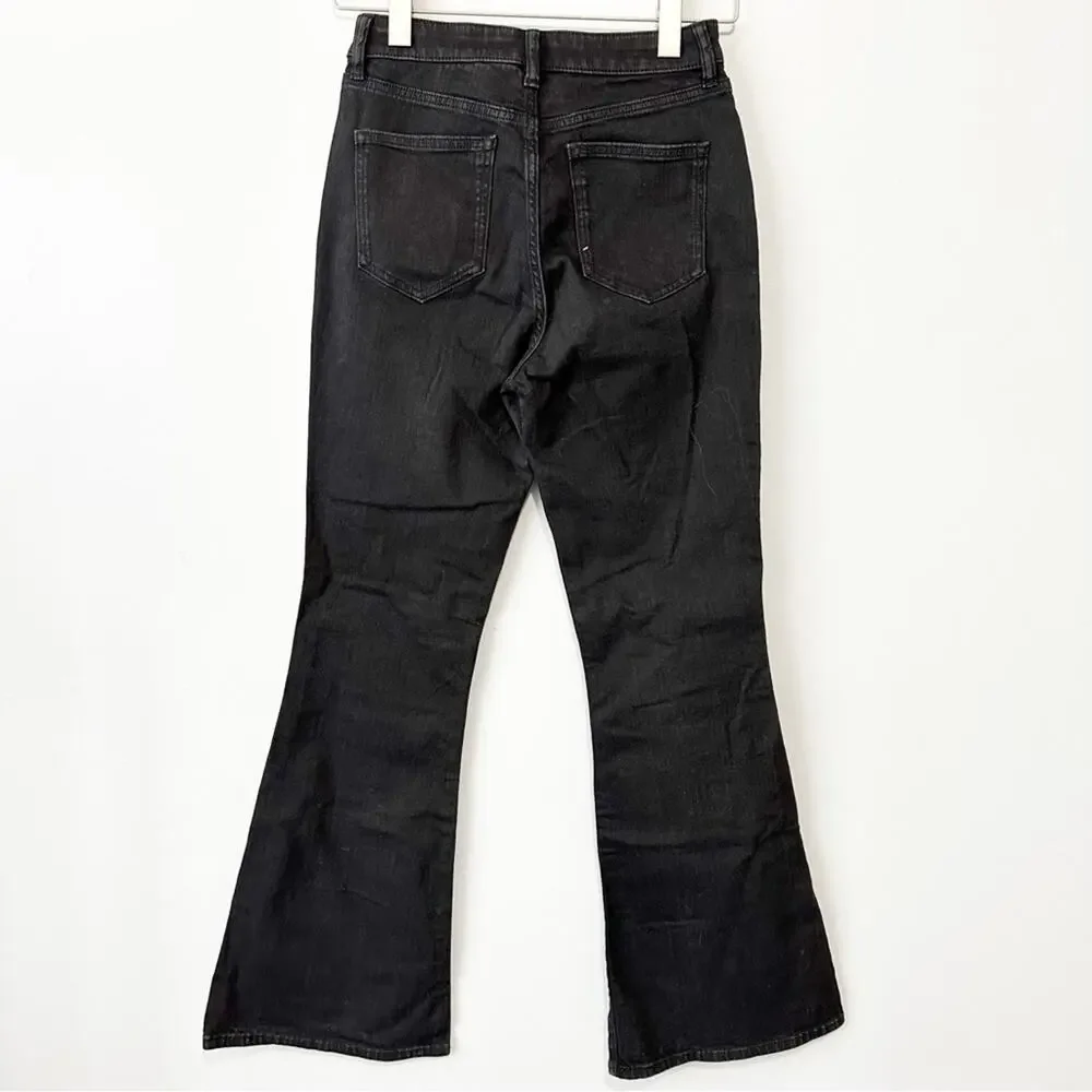 Elizabeth & James high rise flare jeans black denim size 4 27